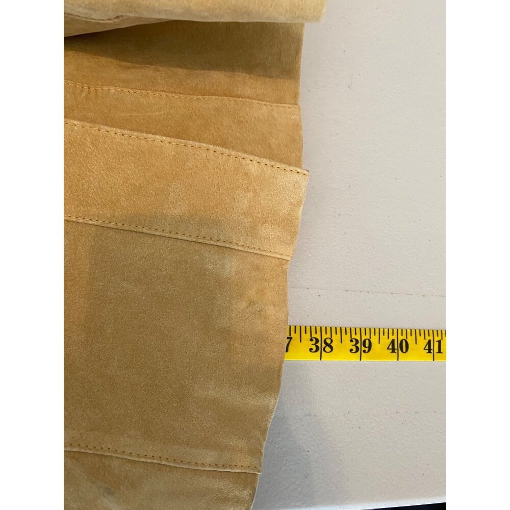 Bradley Bayou Mustard Yellow Suede Leather Trench Coat Grommet Detail Belt Large - Picture 10 of 14